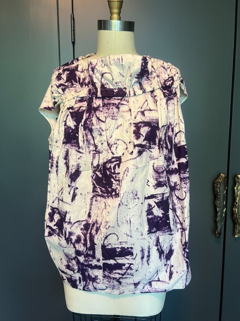 Marni Purple and Cream Abstract Tunic Top